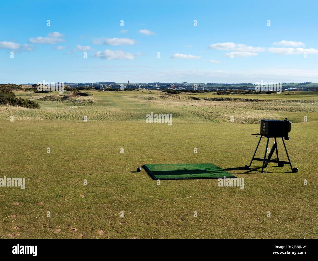 Looking towards St Andrews from the 8th tee on the Old Course golf course at St Andrews Fife Scotland Stock Photo
