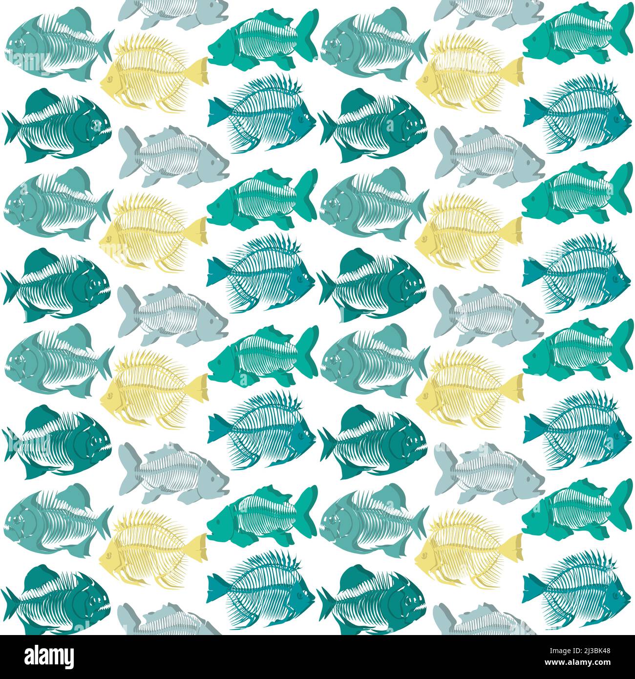 Seamless vector pattern with fish skeleton. Stock Vector