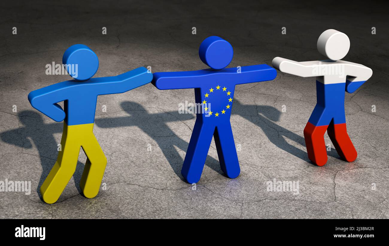 The EU mediates between Ukraine and Russia Stock Photo