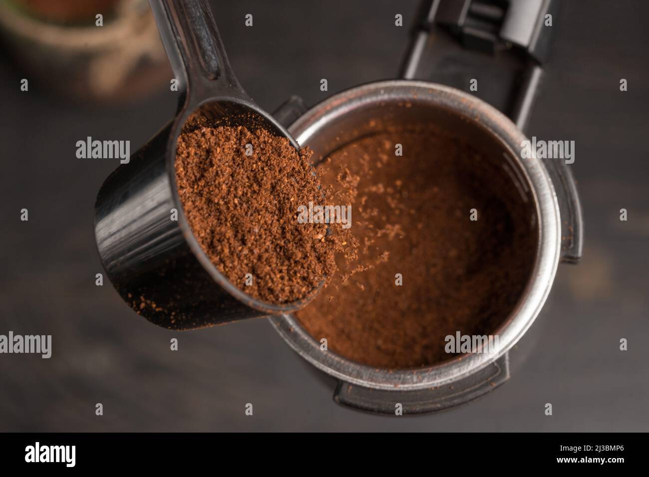 Grinded coffee beans, top view Stock Photo Alamy