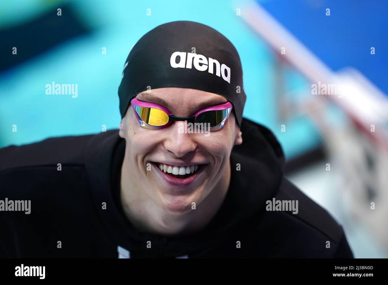 Loughborough NC's Charles Hutchison in action during the Men's Open 400m IM Heats on day three of the 2022 British Swimming Championships at Ponds Forge International Swimming Centre, Sheffield. Picture date: Thursday April 7, 2022. Stock Photo