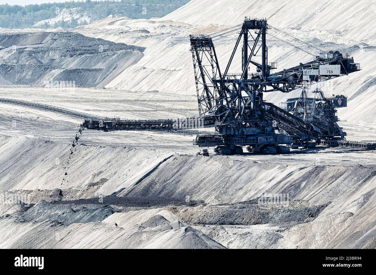 giant lignite excavator on the site of the hambach open pit mine near cologne Stock Photo