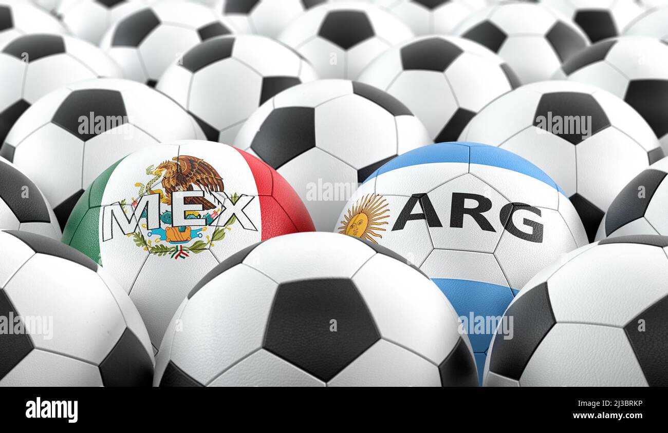 Argentina vs. Mexico Soccer match Soccer balls in Argentina and