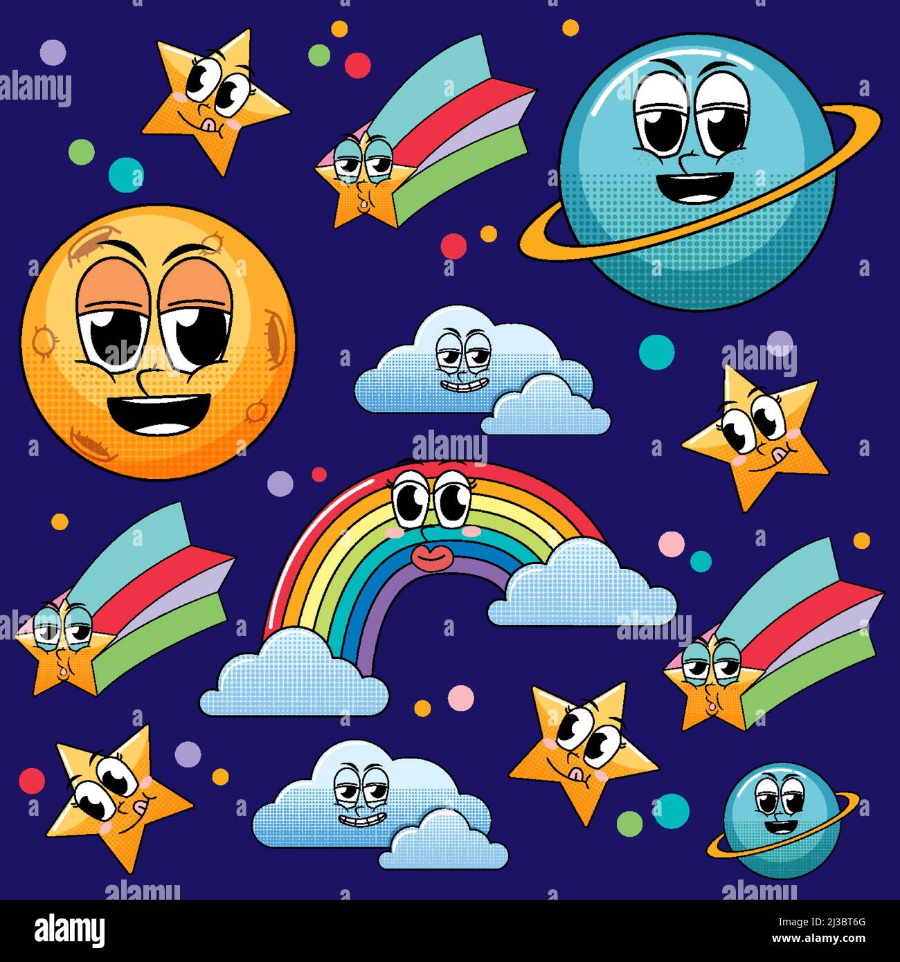 Seamless background with moon and stars illustration Stock Vector Image ...