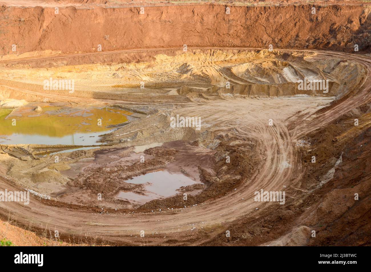 The development of sand in a quarry, sand quarry Stock Photo