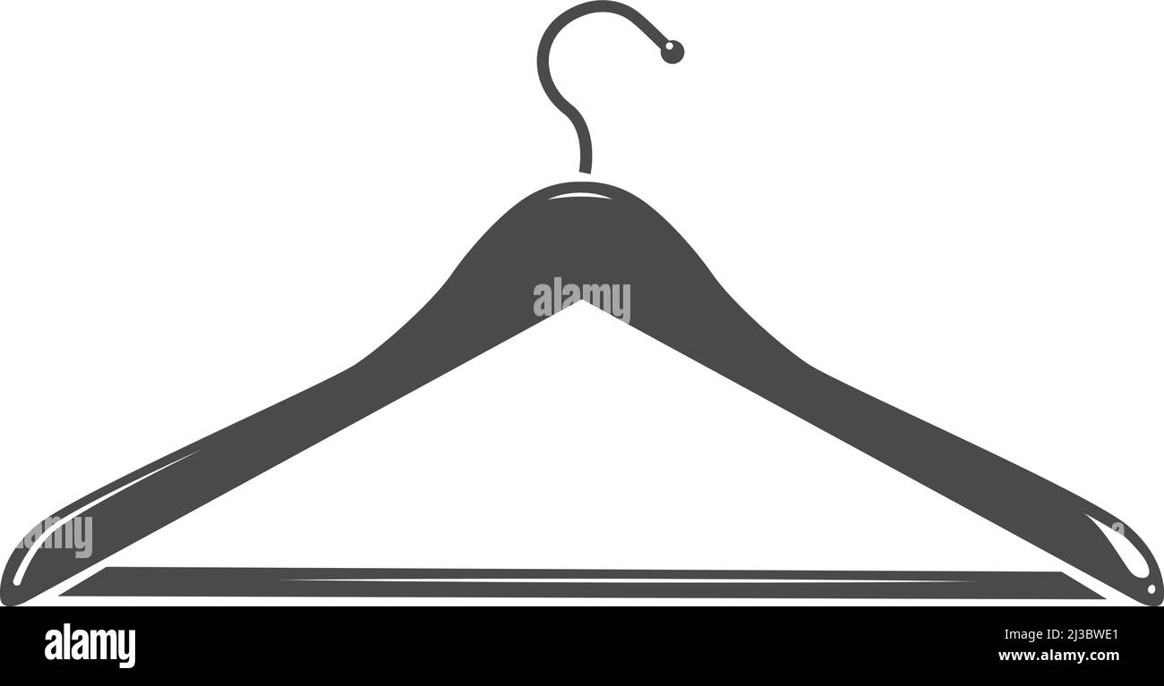 Wooden hanger icon. Clothes store black logo Stock Vector