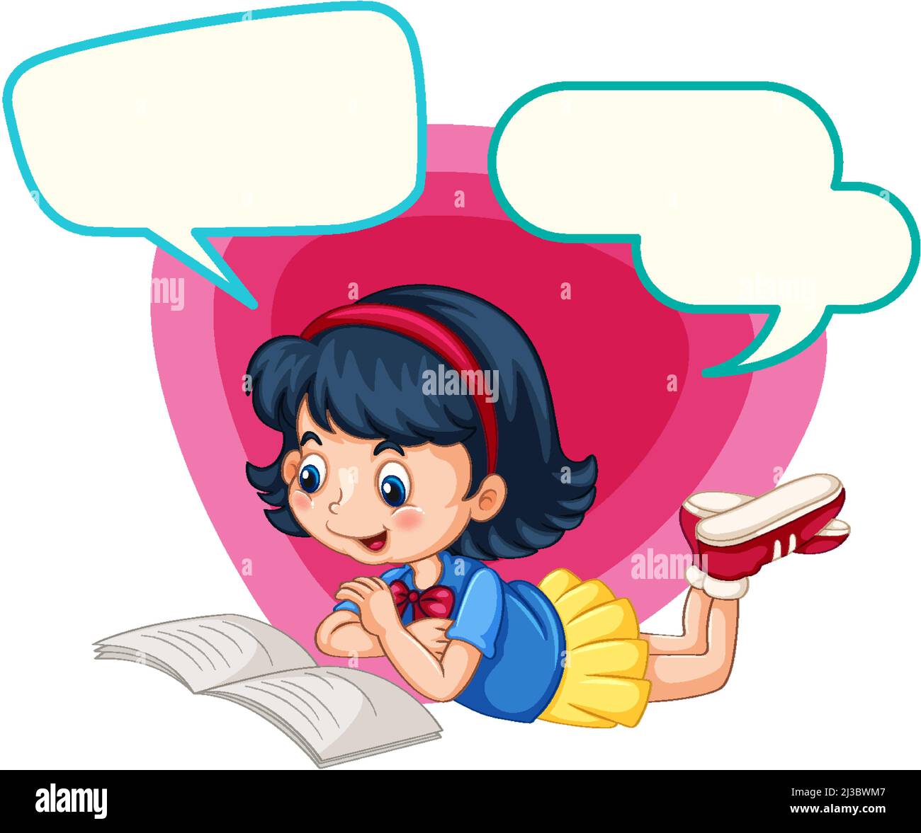 Speech bubble template with girl reading illustration Stock Vector ...
