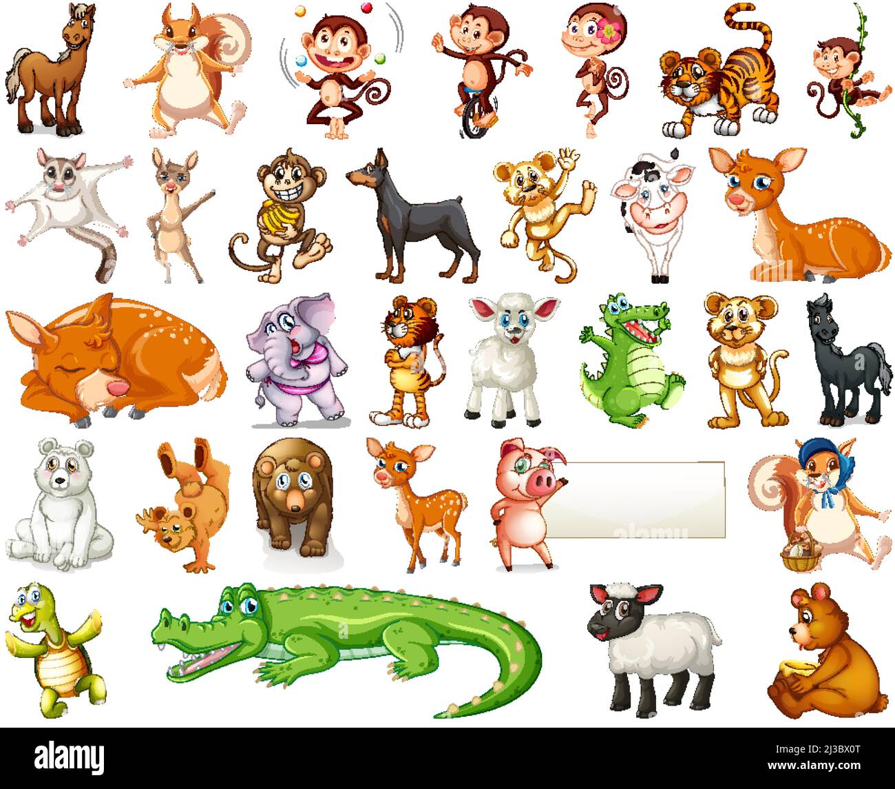 Set of animal cartoon character illustration Stock Vector Image & Art ...
