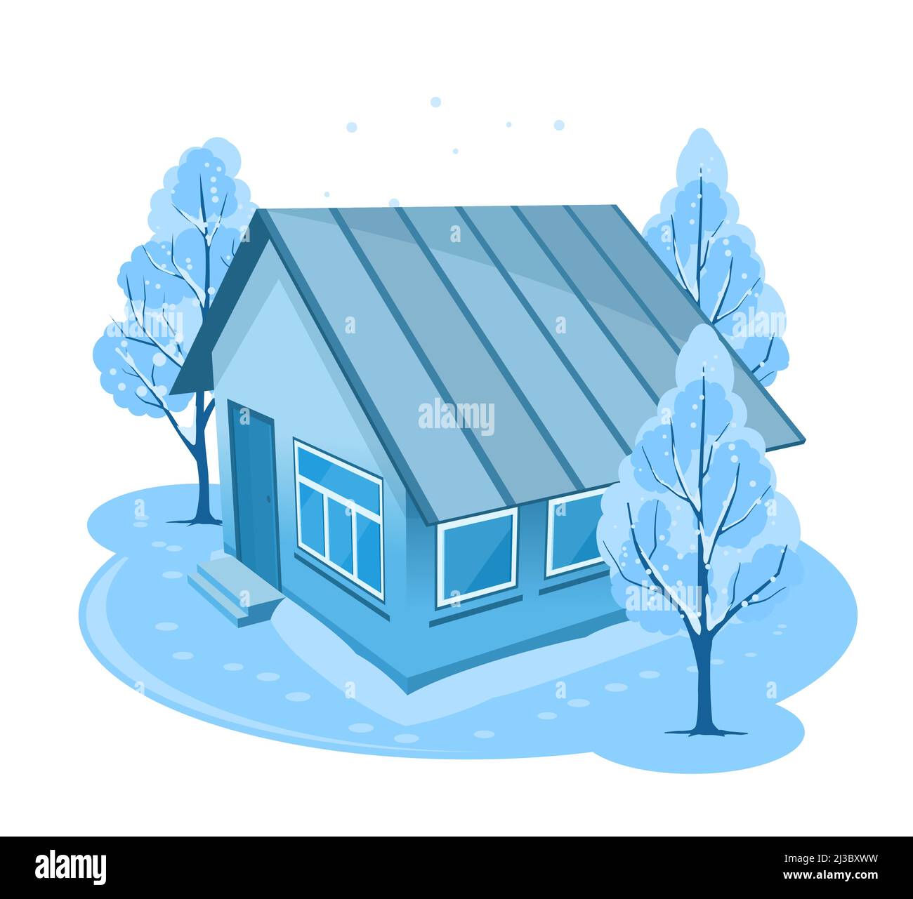 Winter landscape. House surrounded by trees Stock Vector Image & Art ...