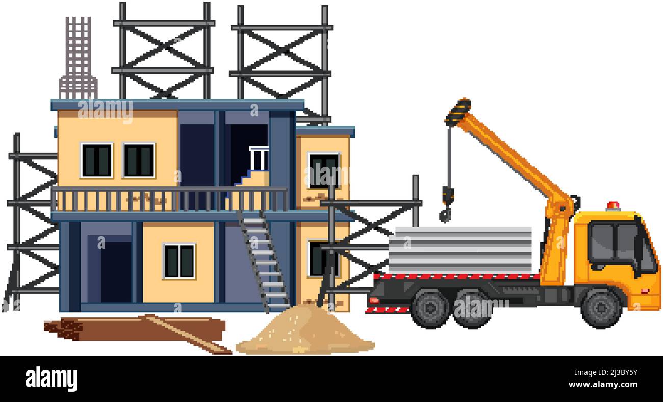 Building construction site on white background illustration Stock ...