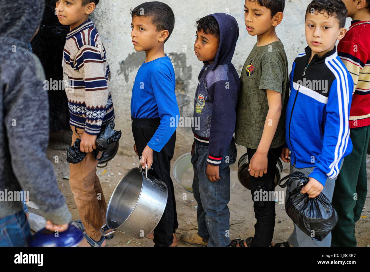 Gaza, Palestine 6 Apr 2022Palestinian children seen in a line with