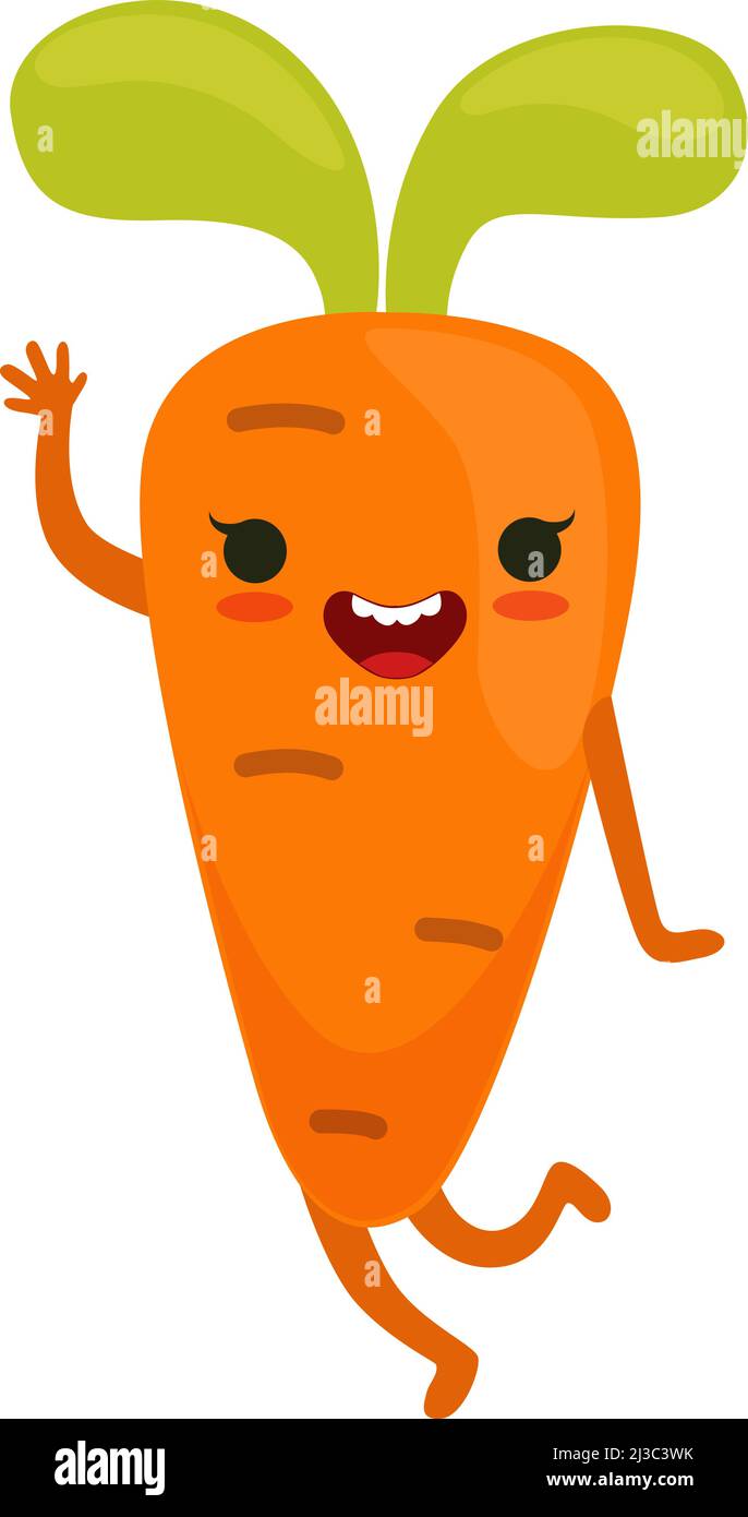 Happy Carrot Greeting Character In Funny Cartoon Style Stock Vector Image And Art Alamy 0364