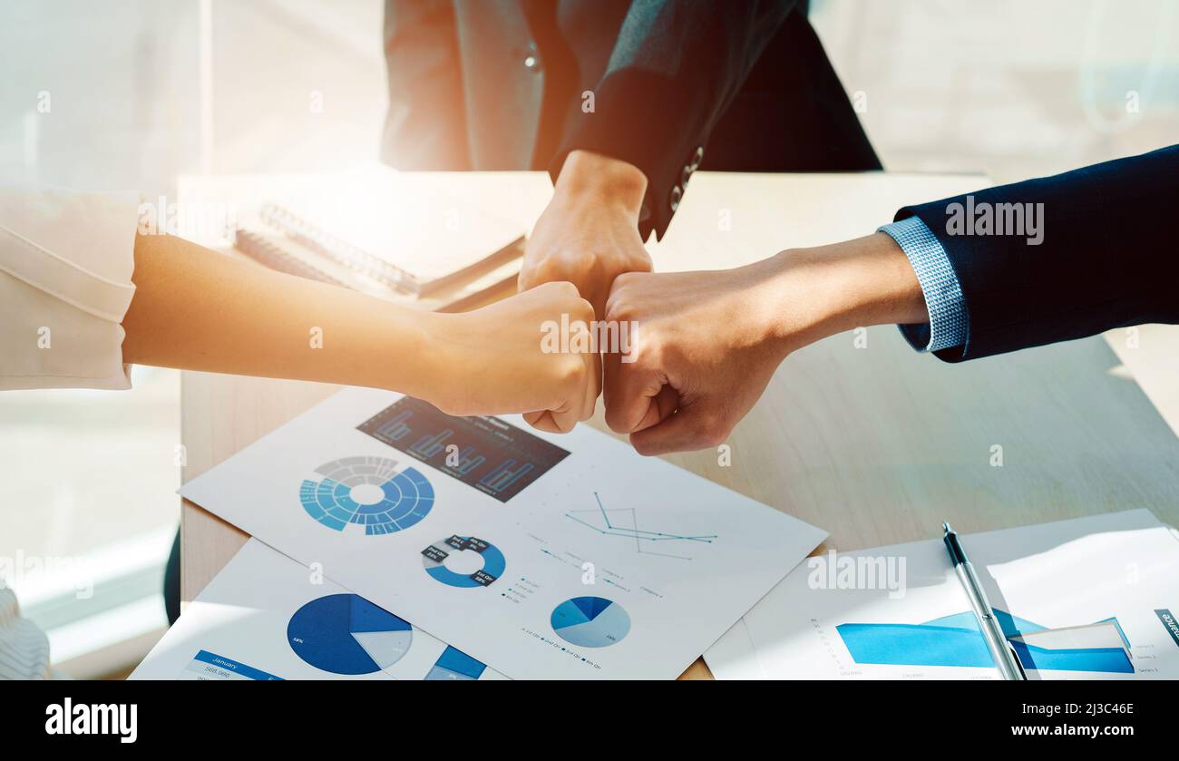 Teamwork Join Hands Support Together Collaboration Concept. Asian ...