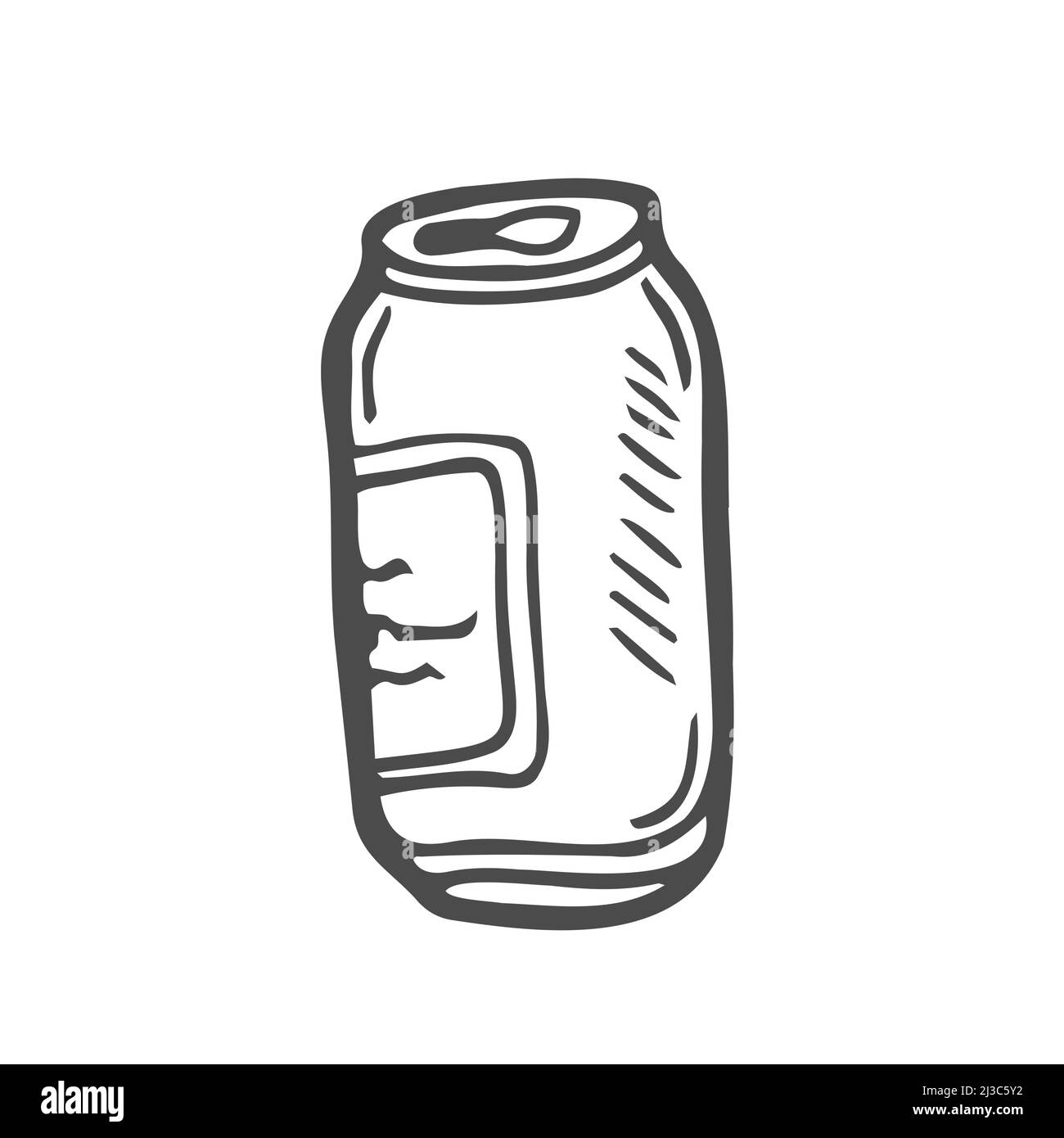 Vector hand drawn sketch doodle beer can isolated on white background. Isolated vector Stock Vector