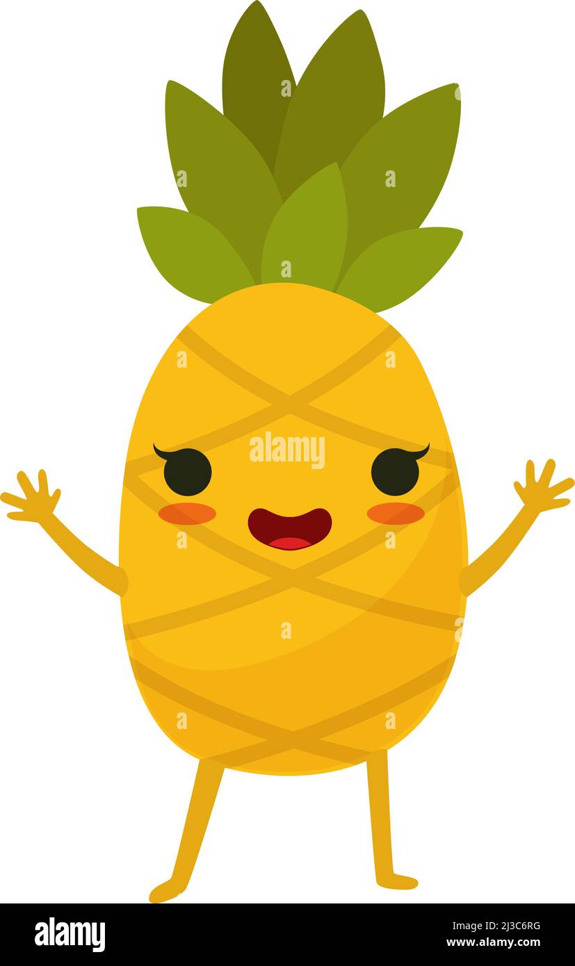 Funny pineapple. Cute cartoon character. Fruit mascot Stock Vector ...
