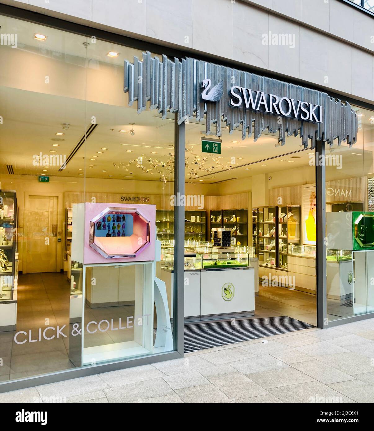Swarovski jewellery store in Leeds Trinity Shopping Centre. Swarovski AG is  an Austrian producer of glass and jewellers founded by Daniel Swarovski  Stock Photo - Alamy