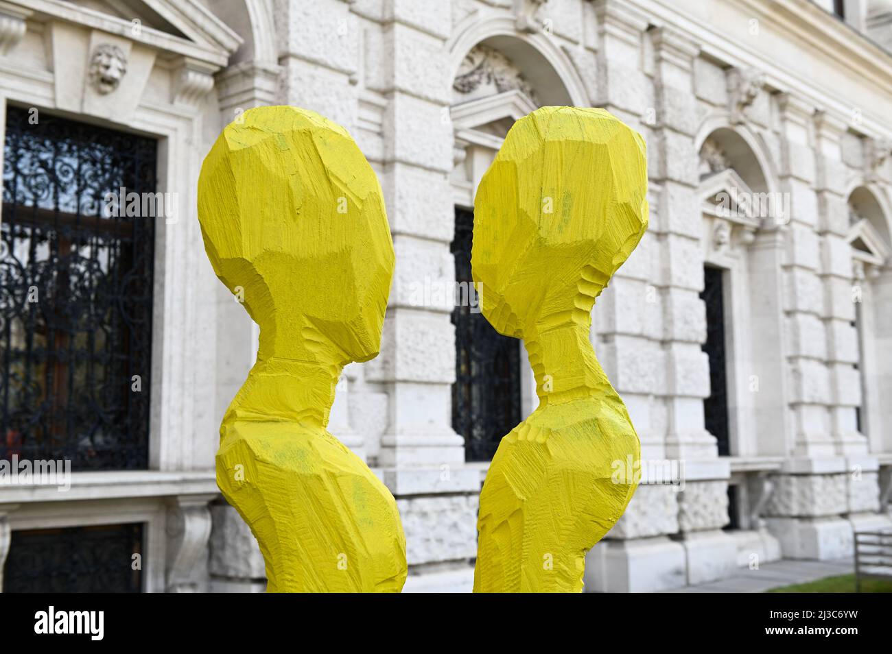 Vienna, Austria. Sculptures in front of the Burgtheater in Vienna Stock Photo