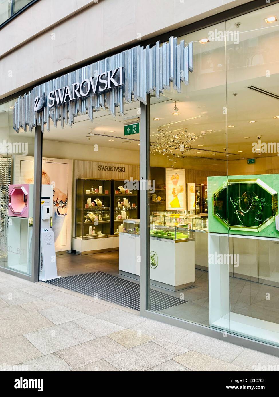 Swarovski jewellery store in Leeds Trinity Shopping Centre. Swarovski AG is  an Austrian producer of glass and jewellers founded by Daniel Swarovski  Stock Photo - Alamy