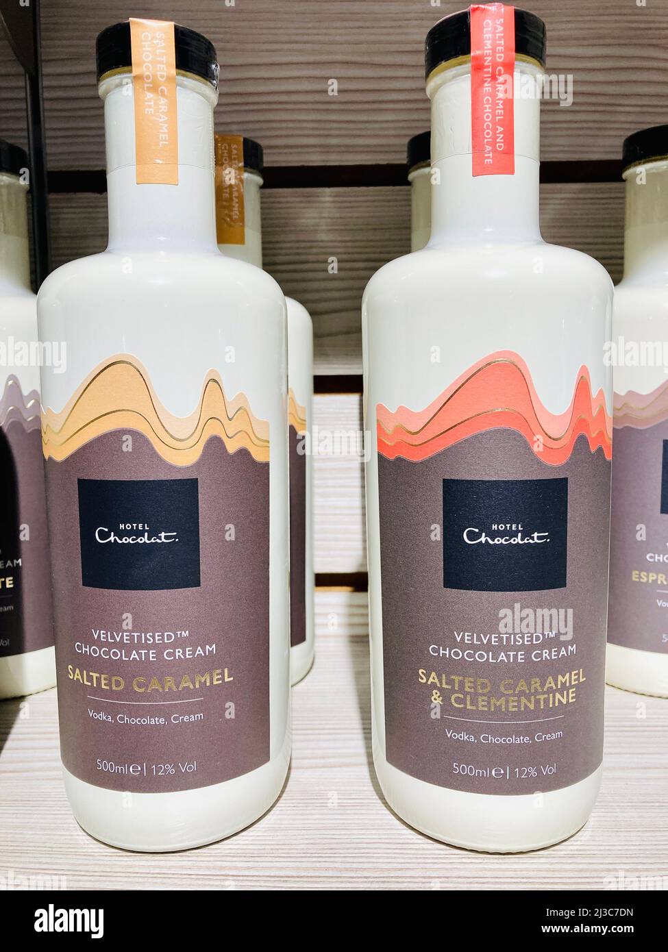 Bottled Hotel Chocolat velvetised vodka chocolate cream drink Stock