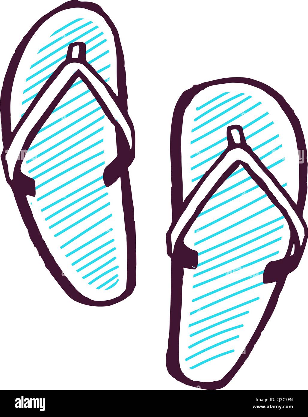 Flip flops. Hand drawn summer shoes. Beach symbol Stock Vector Image ...