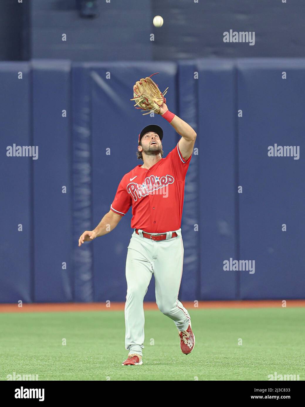 March 22, 2023; St. Petersburg, FL USA; Philadelphia Phillies infielder Scott  Kingery (4) doubles during an MLB spring training game against the Tampa  Stock Photo - Alamy