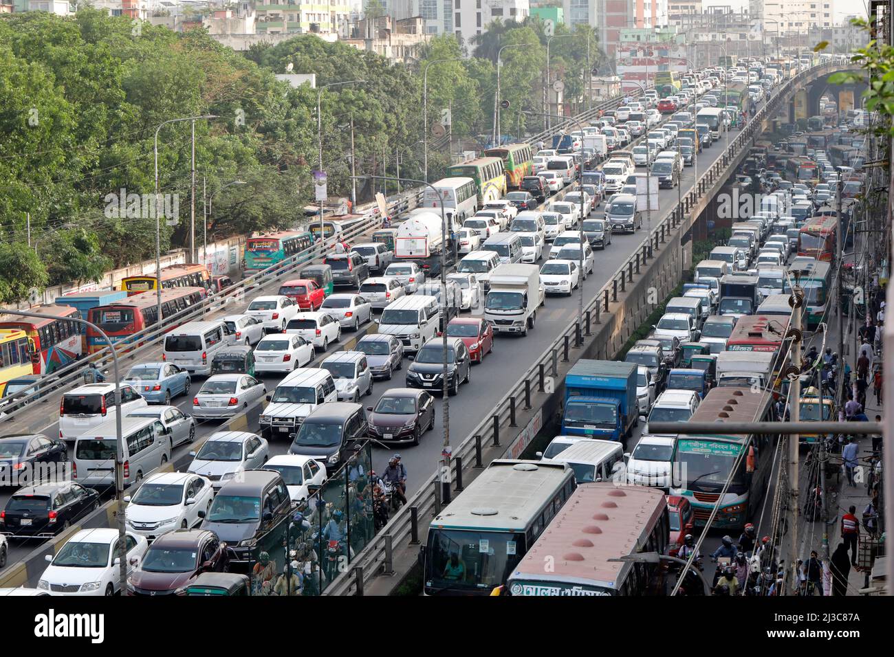 Dhaka, Bangladesh March 04, 2022 Traffic jam in Banani area of Dhaka