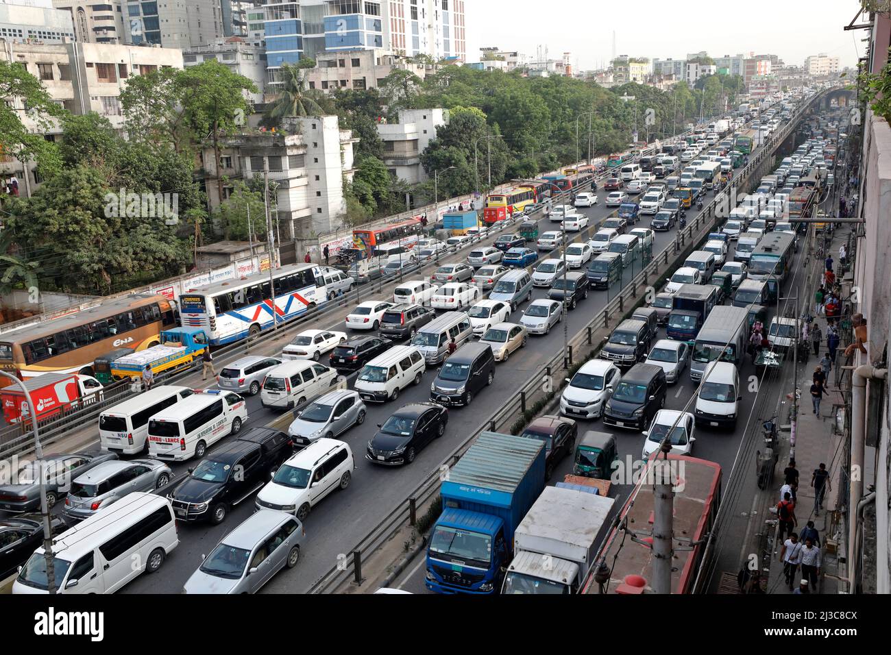 Dhaka, Bangladesh March 04, 2022 Traffic jam in Banani area of Dhaka