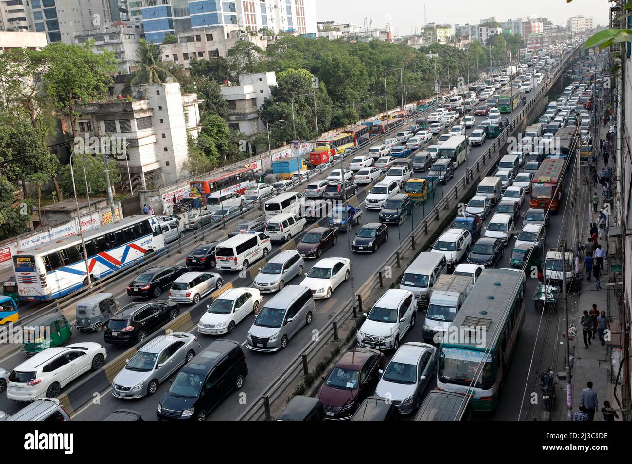 Dhaka, Bangladesh March 04, 2022 Traffic jam in Banani area of Dhaka