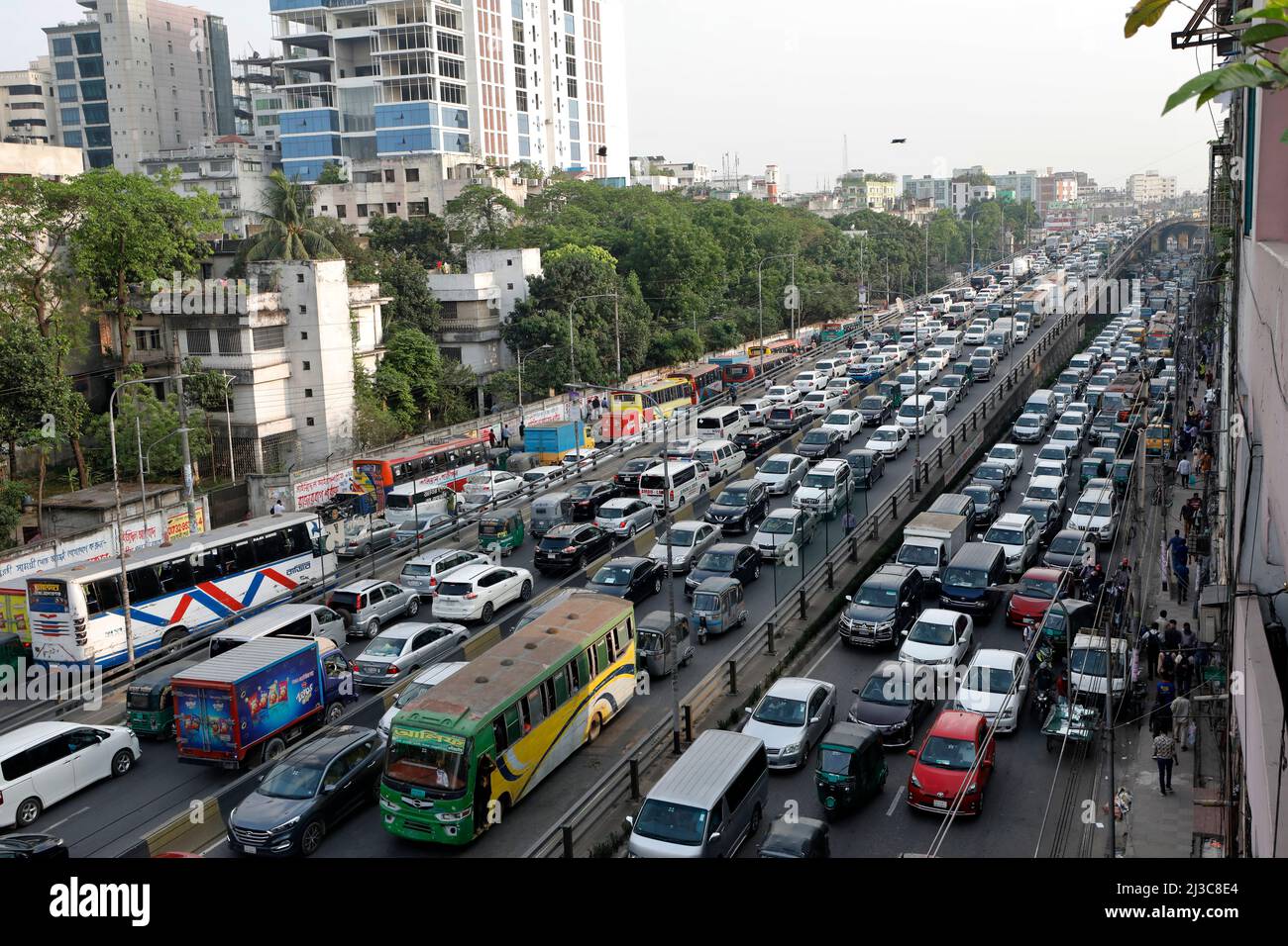 Dhaka, Bangladesh March 04, 2022 Traffic jam in Banani area of Dhaka