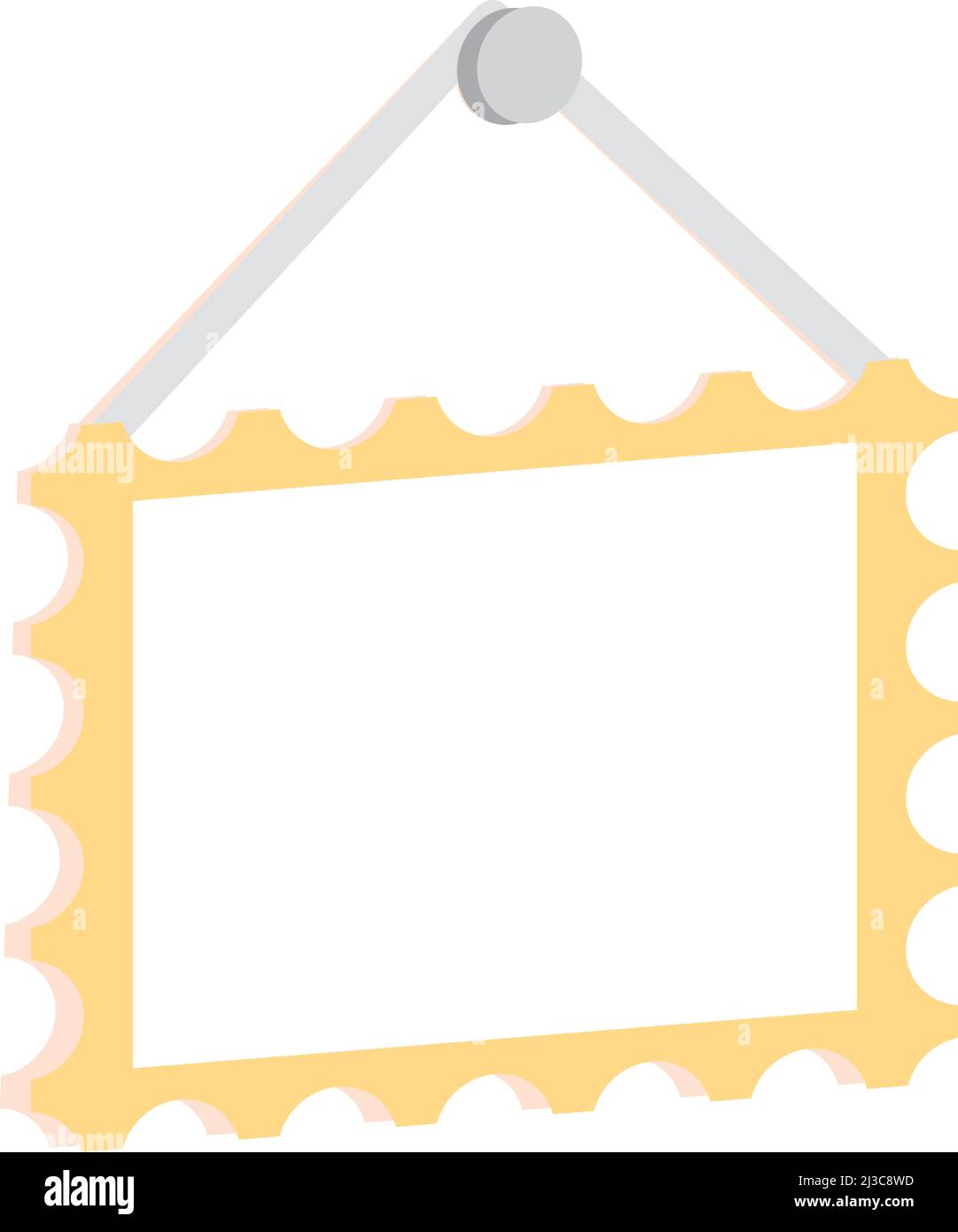Picture frame hanging on nail. Wall decoration template Stock Vector