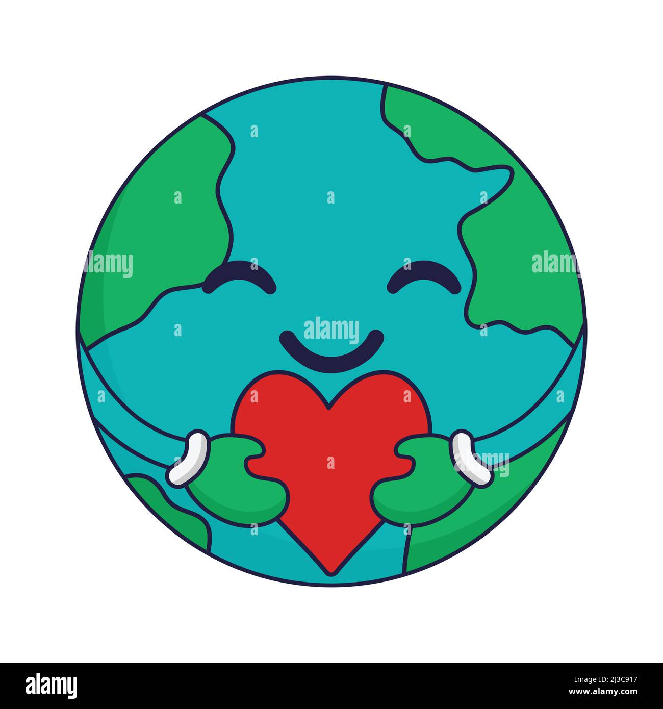 Earth cartoon vector illustration isolated on white background. Happy