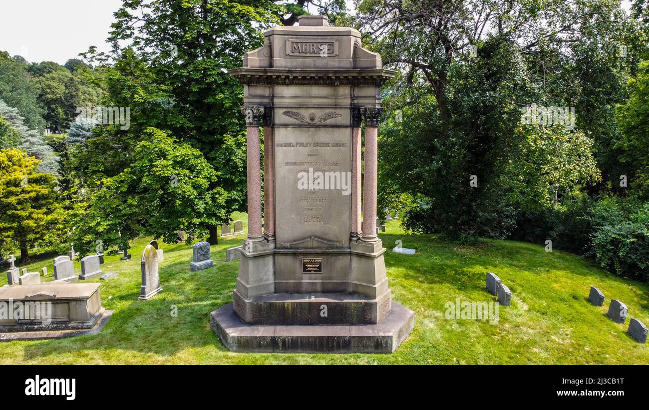 Tomb of Samuel Morse, Green-Wood Cemetery, Brooklyn, New York, USA Stock Photo