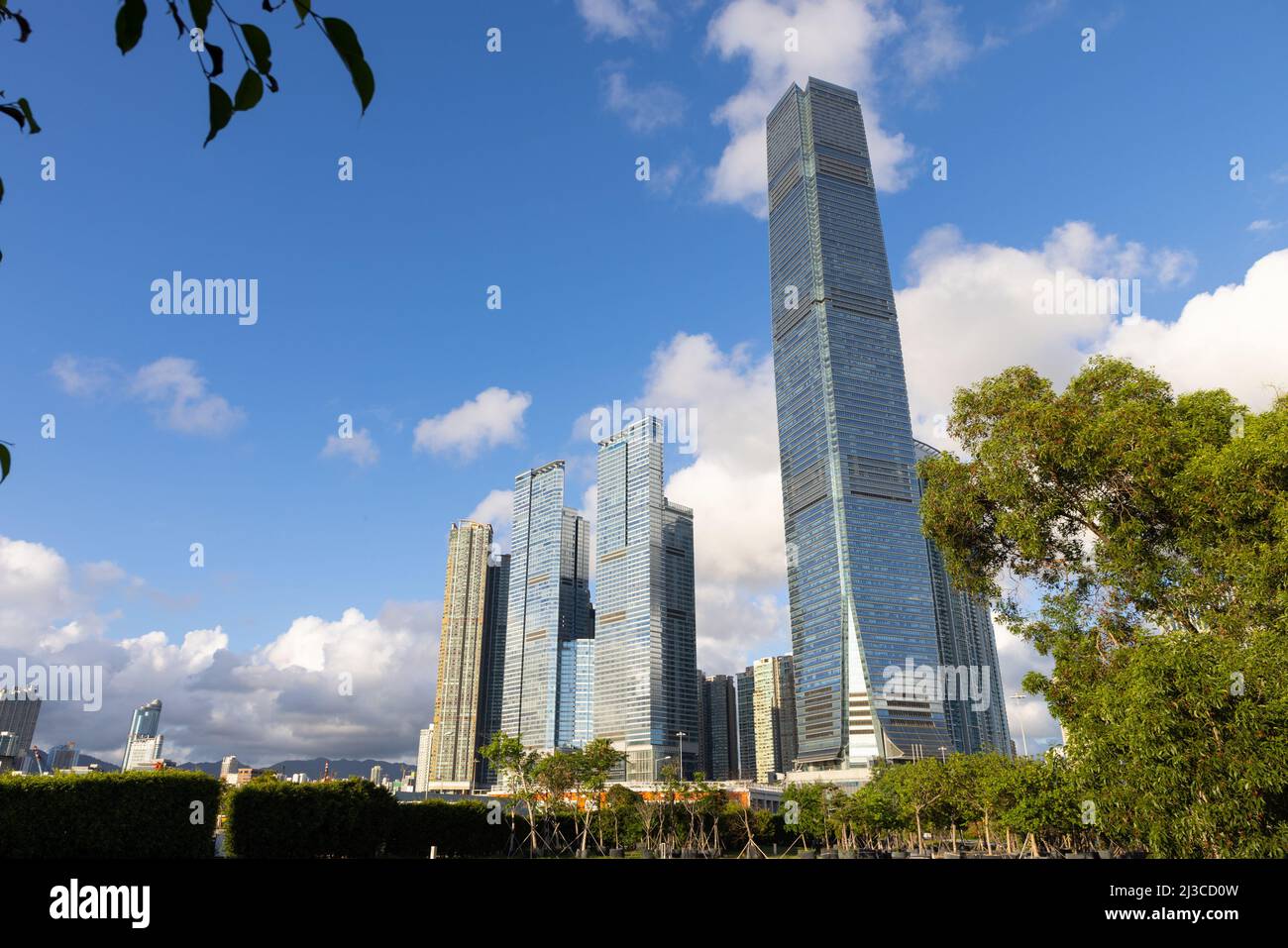 city landscape in West Kowloon waterfront park in Hong Kong Stock Photo ...