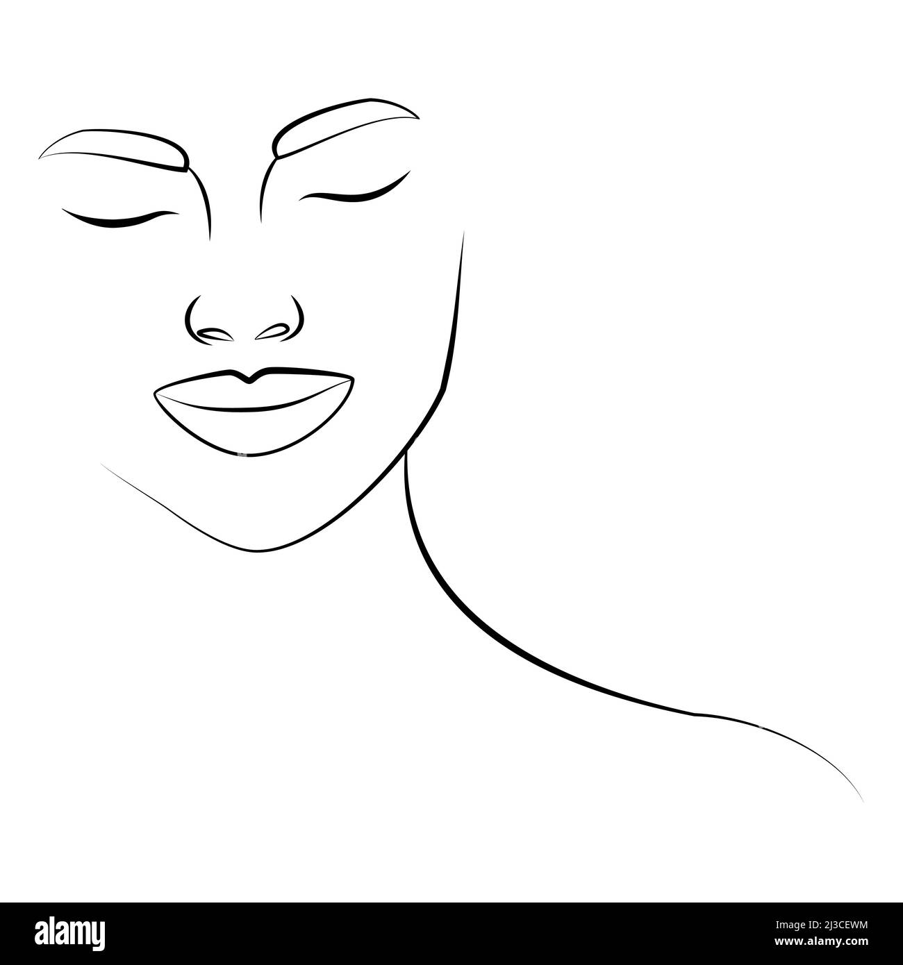 Continuous line. Drawing of a woman's face. Minimalist female beauty ...