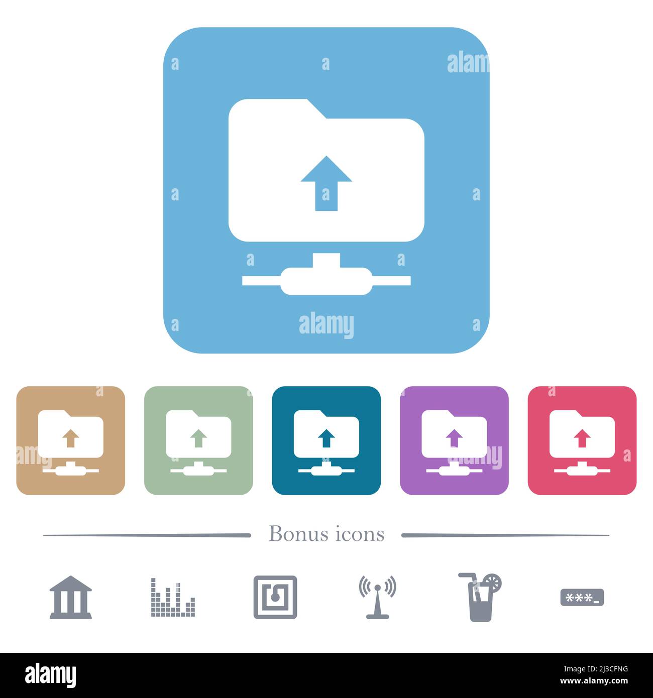 FTP navigate up white flat icons on color rounded square backgrounds. 6 ...