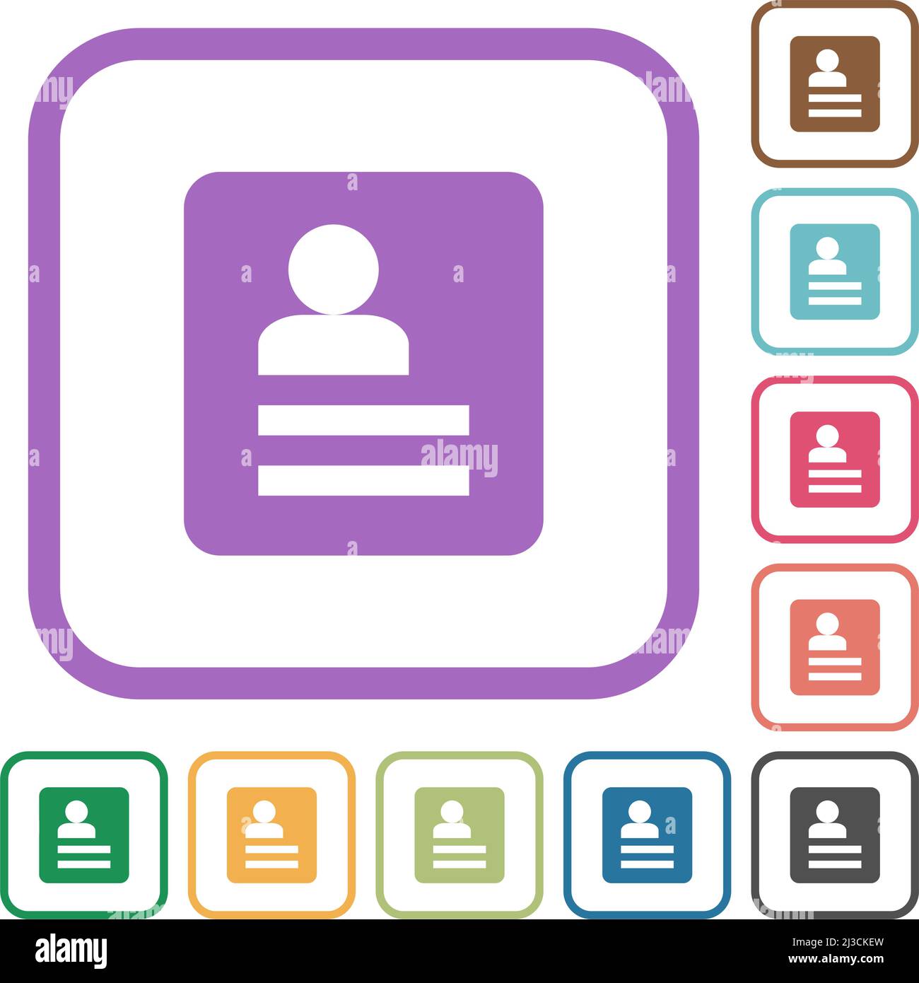 User profile solid simple icons in color rounded square frames on white ...