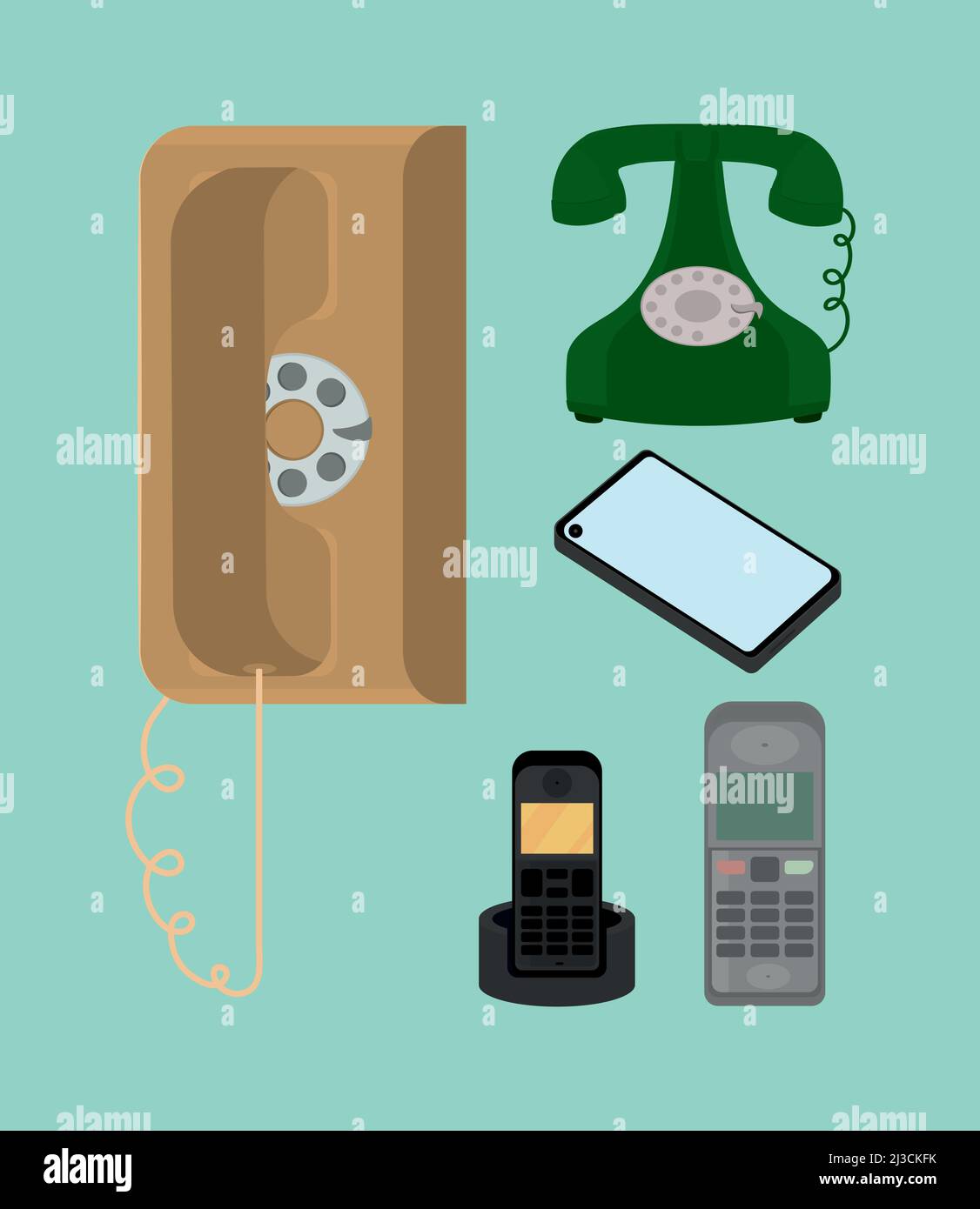 icons telephone evolution Stock Vector