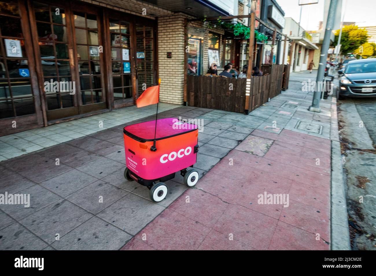 Coco food delivery robot, West Los Angeles, California Stock Photo