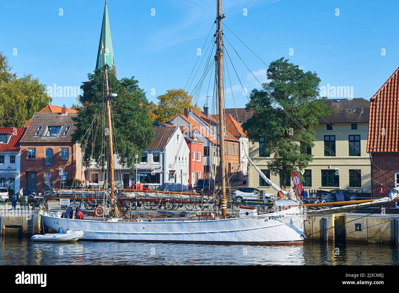 Two masted sailing ship in the harbour of Neustadt, Northern Germany Stock Photo