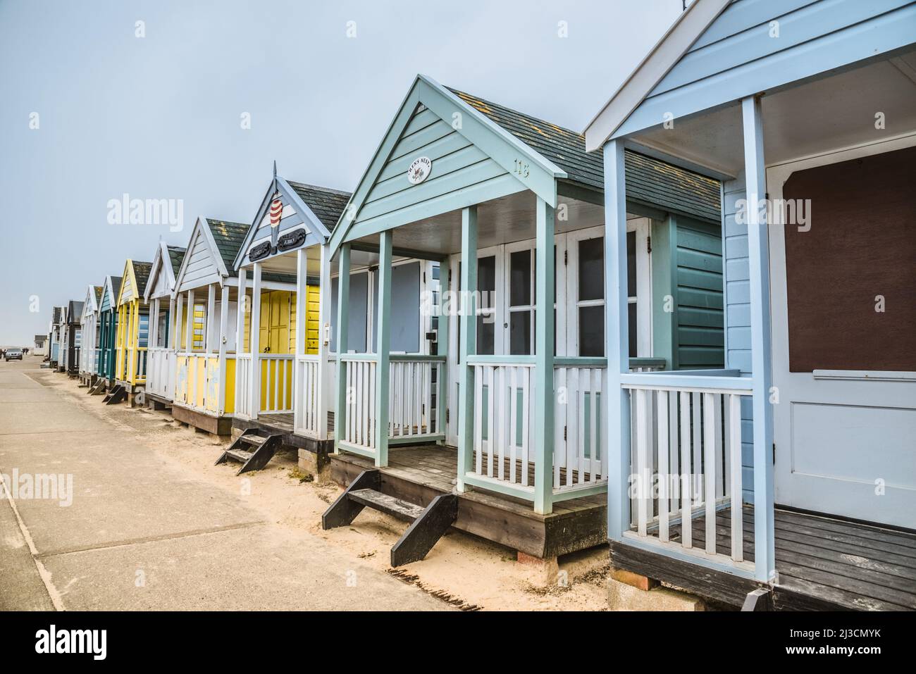Colourful wooden beach huts Stock Photo Alamy