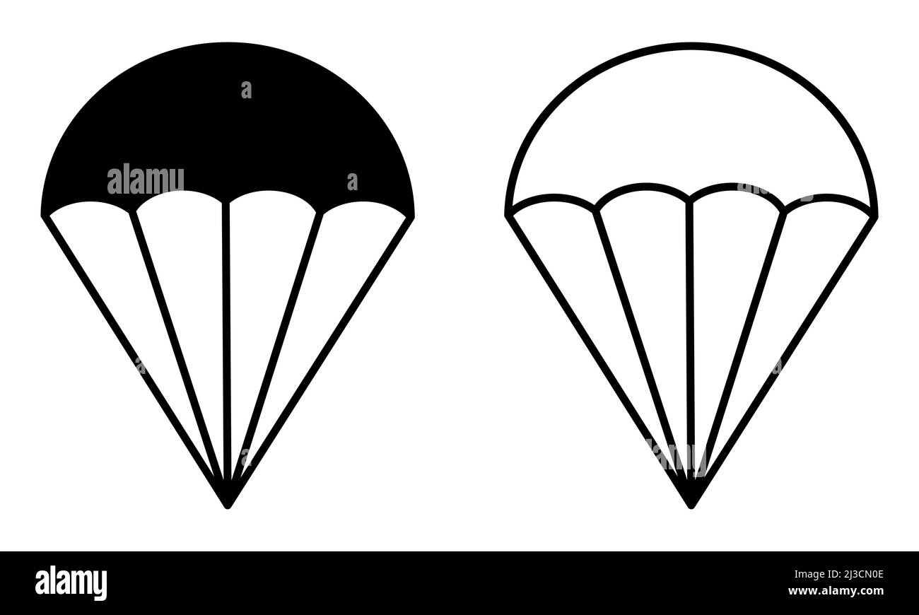 Parachute icons. Outline and filled vector sign. Vector illustration