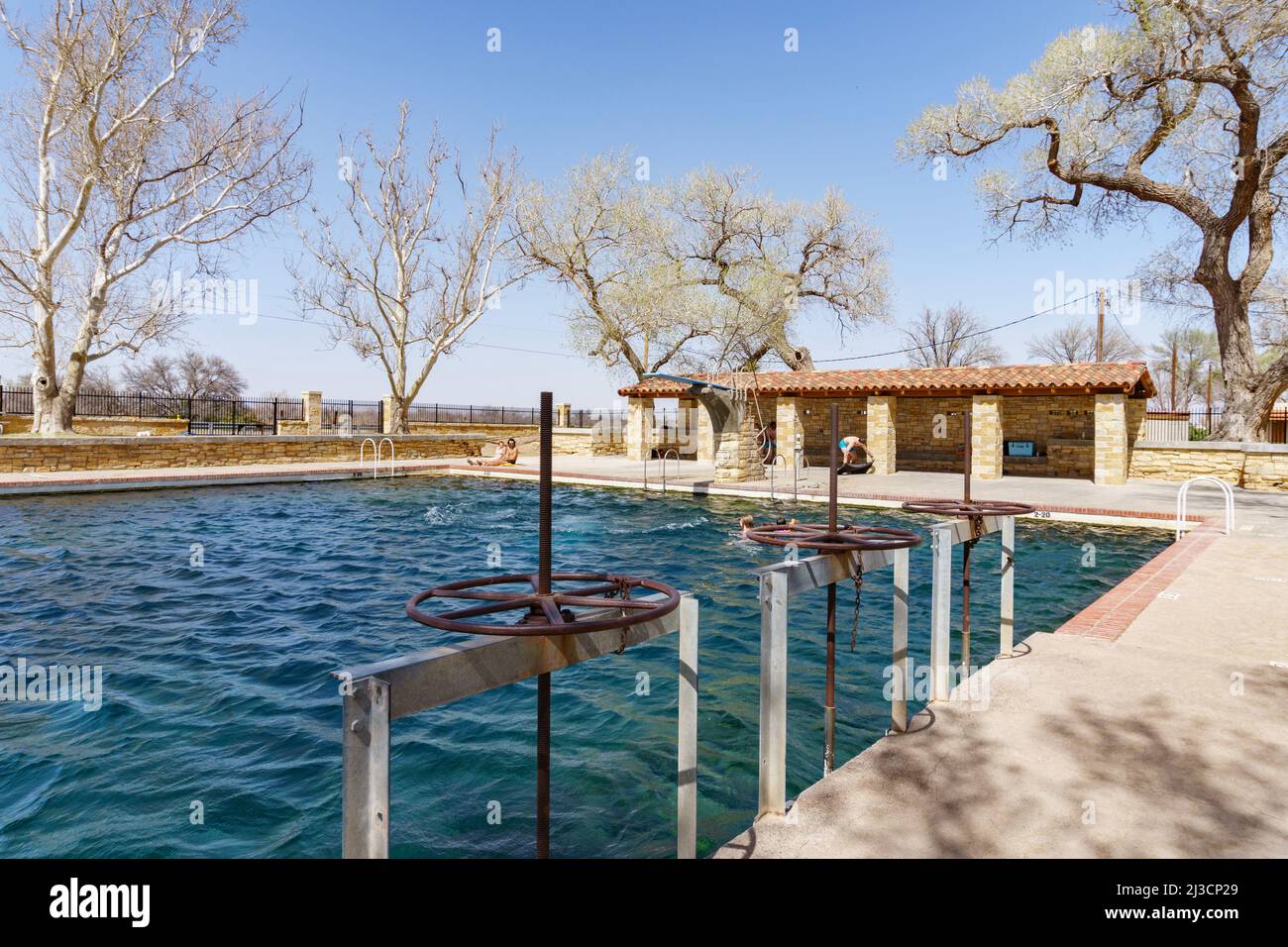 Natural spring water canals and swimming pool at Balmorhea State Park