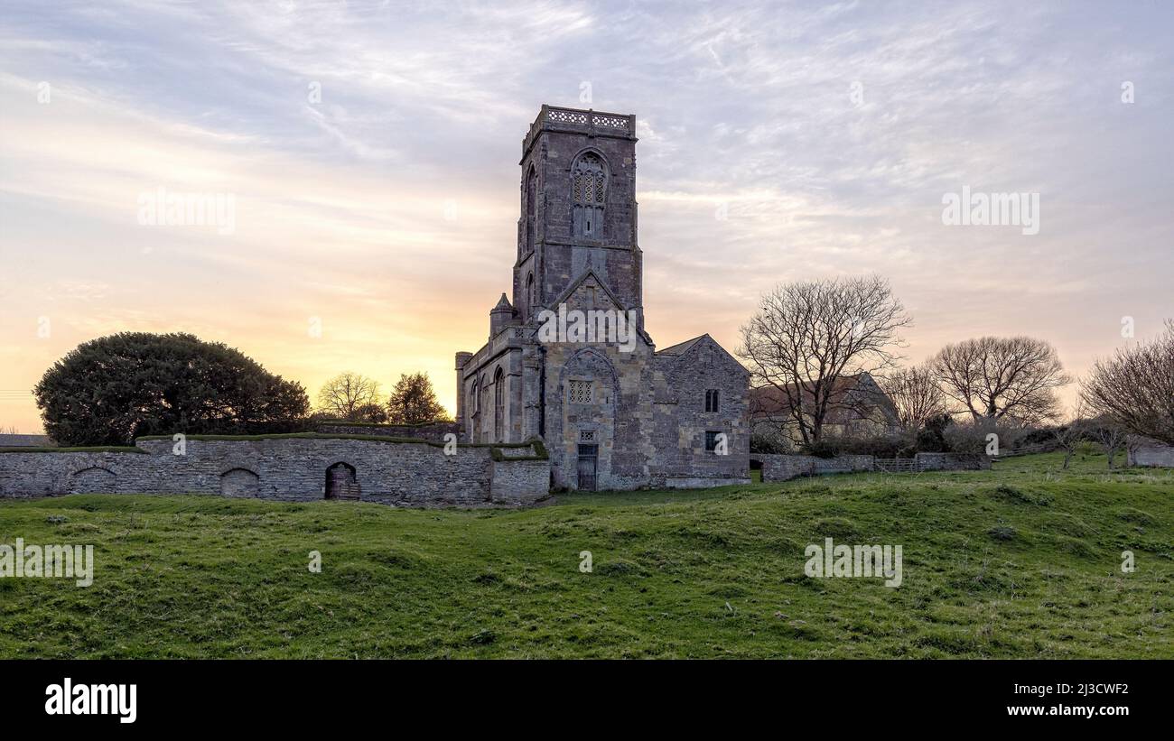 Woodspring Augustinian Priory Church Tower Stock Photo
