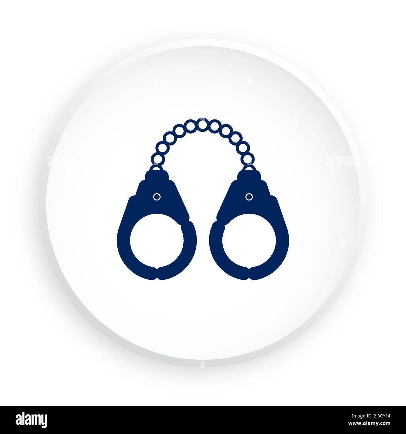 Silhouette of police handcuffs icon in neomorphism style for mobile app. Button for mobile application or web. Vector on white background Stock Vector
