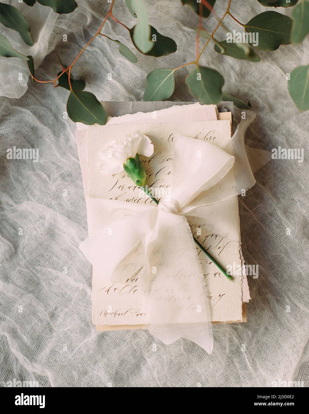 Wedding day letter, handmade paper, silk ribbon, wedding vows