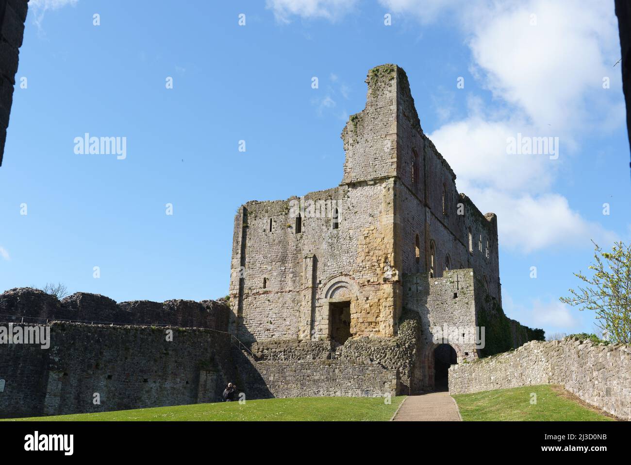 Chepstow castle illustrating its towers, turrets, fortifications and living spaces. PICTURED: The Great Tower. Stock Photo