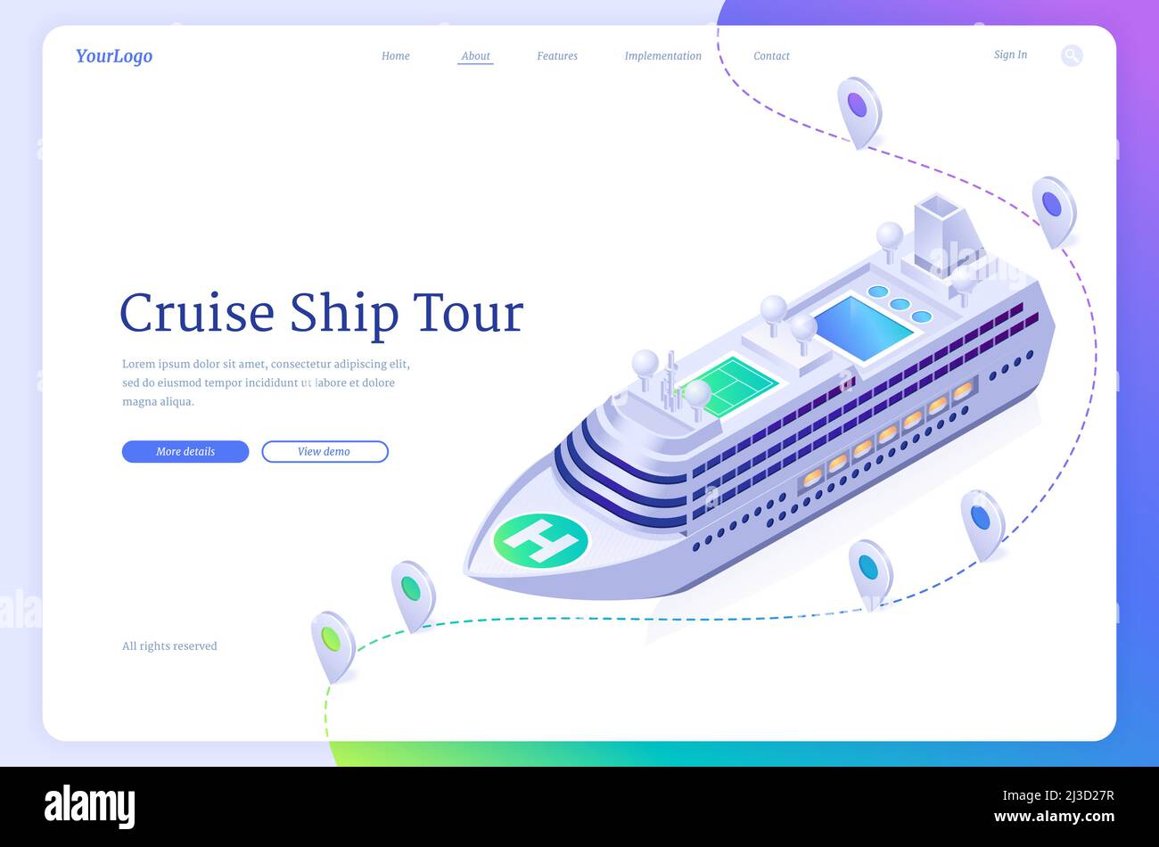 Cruise ship tour isometric landing page. Sea liner travel ticket booking  service, modern boat ocean voyage, marine journey on luxury sailboat, 3d  vect Stock Vector Image & Art - Alamy