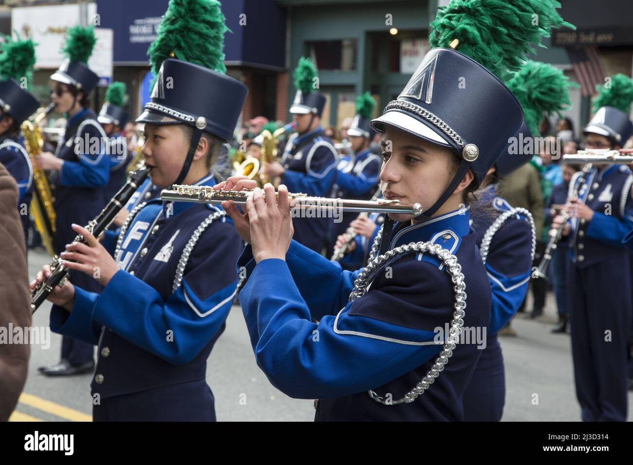 Members of the Fort Hamilton High School Marching Band proudly perform ...