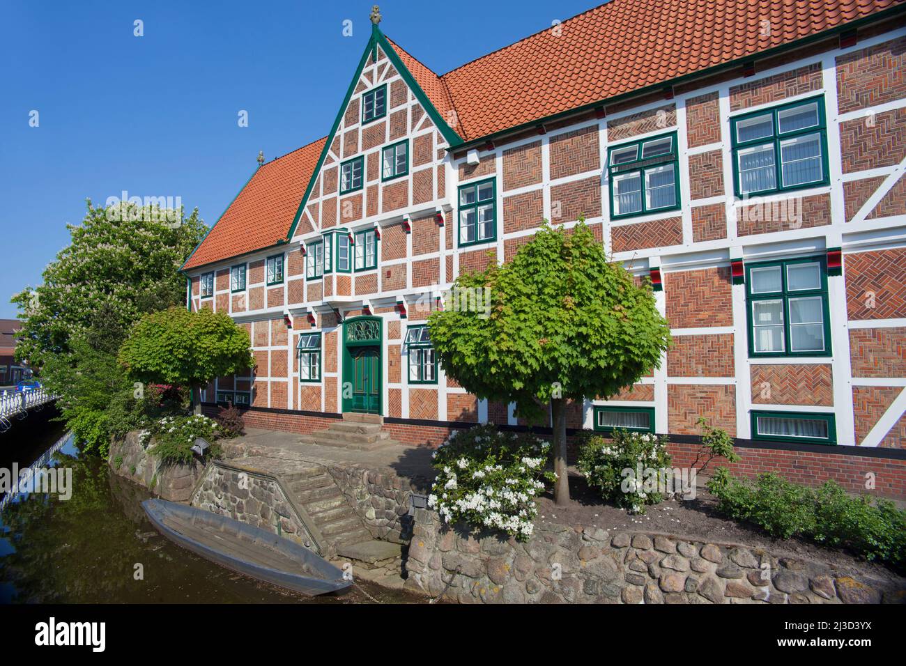 Timber frame / half-timbered town hall of Jork, capital of the Altes Land, district of Stade, Lower Saxony / Niedersachsen, Germany Stock Photo