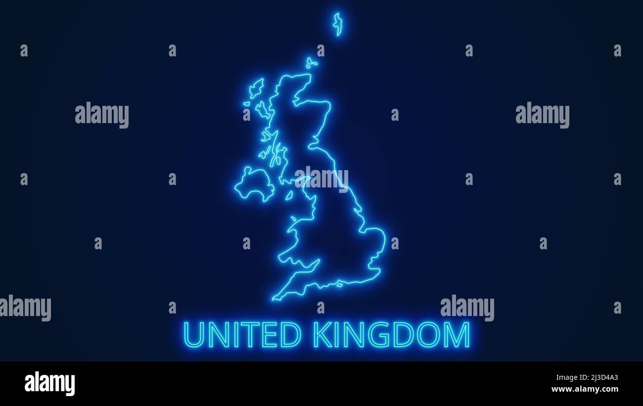 United Kingdom glow map illustration. Rendering image and part of a series. Stock Photo
